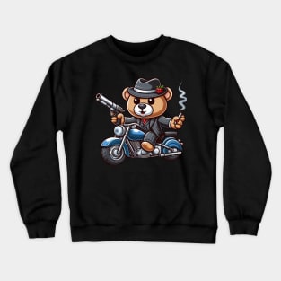 Mob teddy bear on motor bike Crewneck Sweatshirt